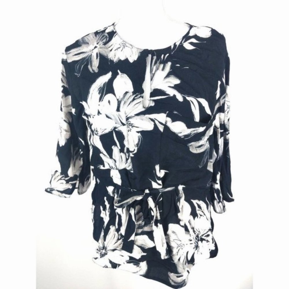 Zara Floral Tie Blouse SMALL